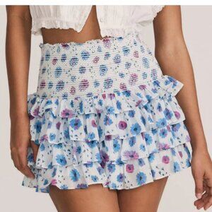 NWT LoveShackFancy Ruffle Floral Mini Skirt